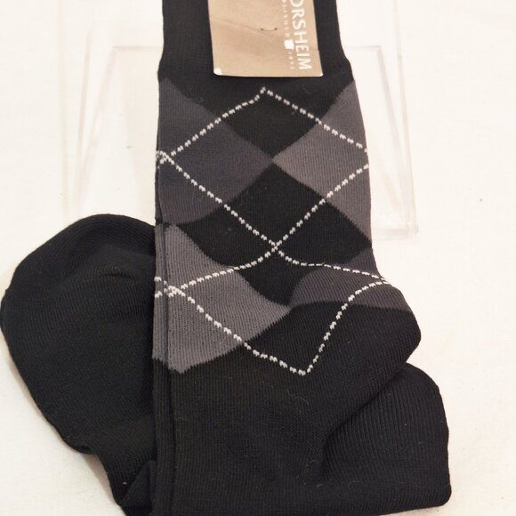 New Men’s Florsheim Argyle Dress Casual Socks Black-Gray - Picture 1 of 3